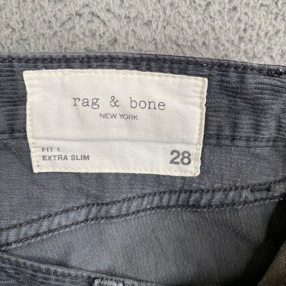 Rag & Bone Fit 1 Extra Slim Wrn Black Straight Leg Corduroy Pants Mens 28 - Picture 8 of 12